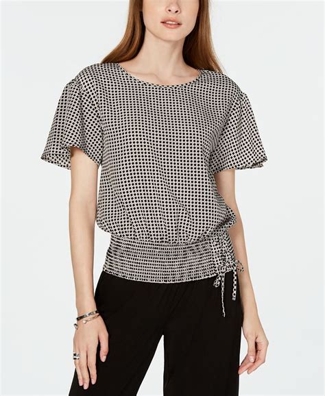 women's michael kors t shirts|michael kors smocked waist top.